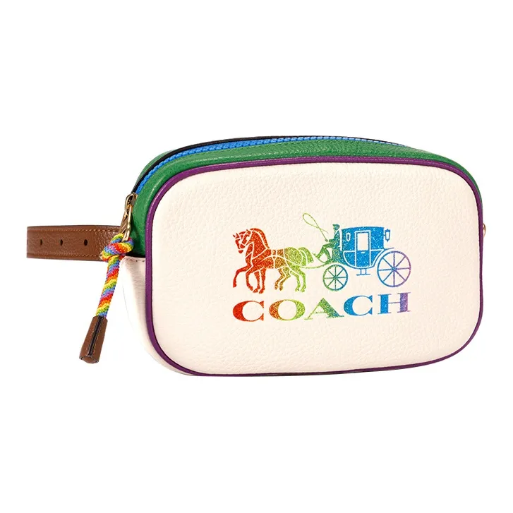 COACH Jes Leather Shoulder Bag, Crossbody Bag Small Size Women's White-1
