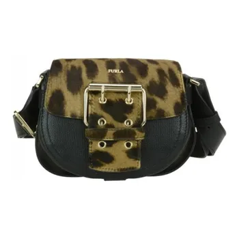 Furla Hashtag Leather Saddle Bag Shoulder Bag Crossbody Bag Mini Women's Leopard Print
