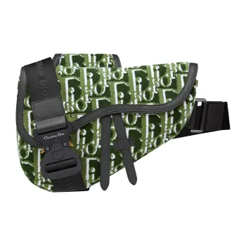 DIOR Saddle Cow Leather Saddle Bag One Shoulder Crossbody Bag Men's Olive Green