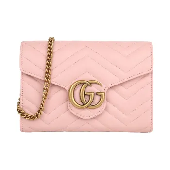 GUCCI Quilted Leather Envelope Bag, Shoulder Bag, Crossbody Bag Mini Women's Pink/Candy