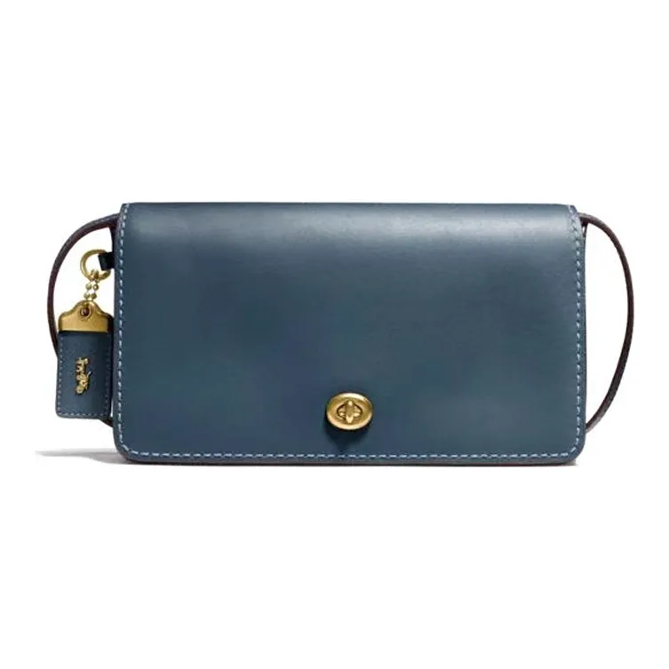 COACH Dinky Leather Envelope Bag Shoulder Bag Crossbody Bag Small Size Women's Peacock Blue-0