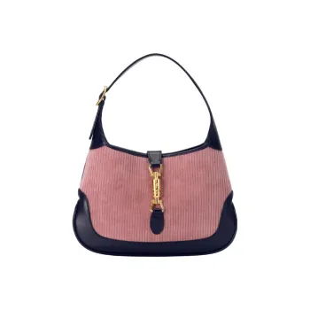 GUCCI Jackie 1961 Corduroy Leather Crescent Shoulder Bag Shoulder Bag Small Size Women's Purple Black Multicolor