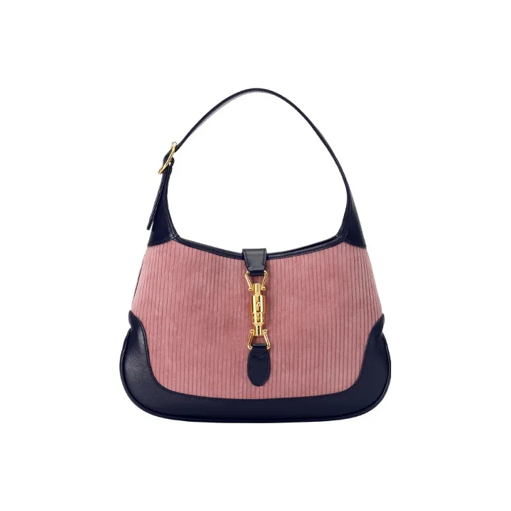 GUCCI Jackie 1961 Corduroy Leather Crescent Shoulder Bag Shoulder Bag Small Size Women's Purple Black Multicolor-0
