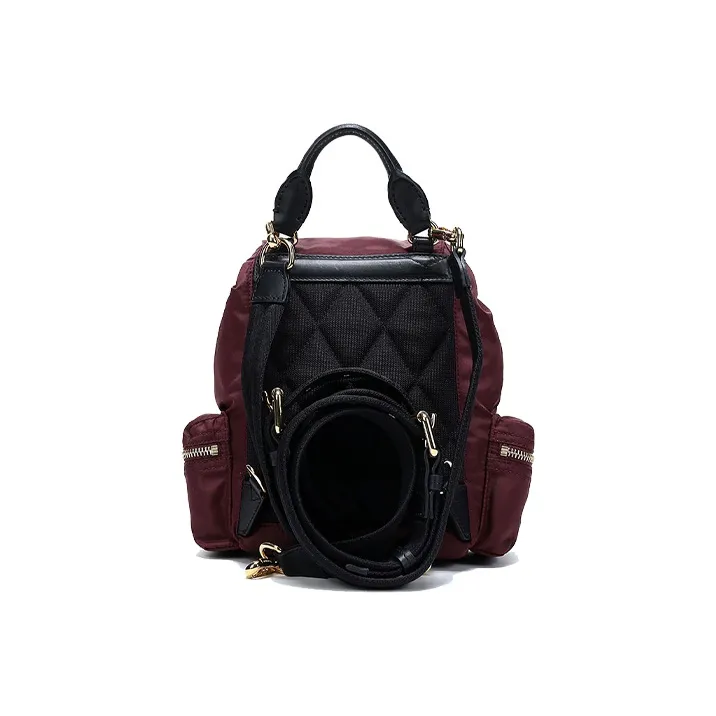 Burberry Nylon With Leather Backpack Women's Burgundy-3