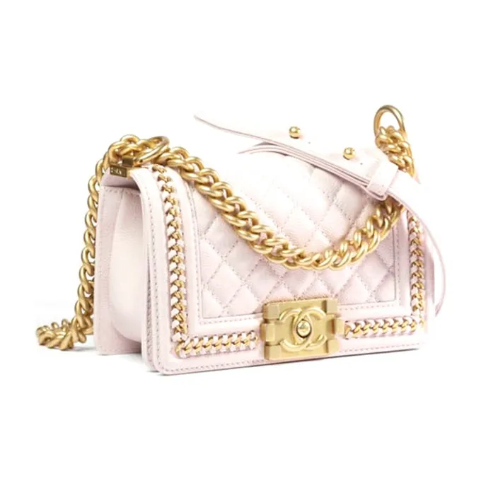 CHANEL Leboy Grain Embossed Calfskin Handbag, Shoulder Bag, Crossbody Bag Women's Light Purple-1