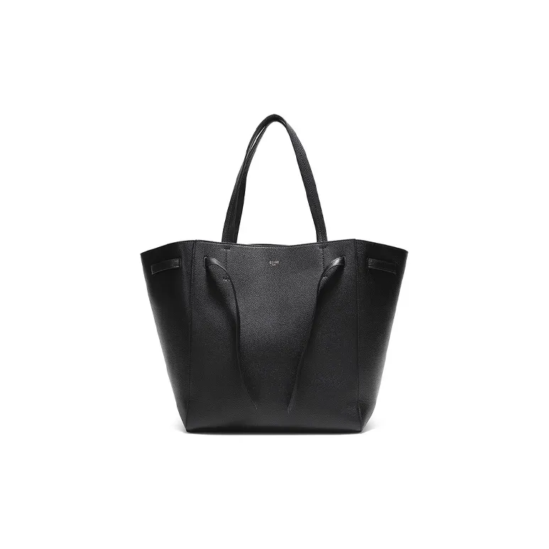 CELINE Calfskin Tote Bag, Shopping Bag, Handbag Women's Black-0