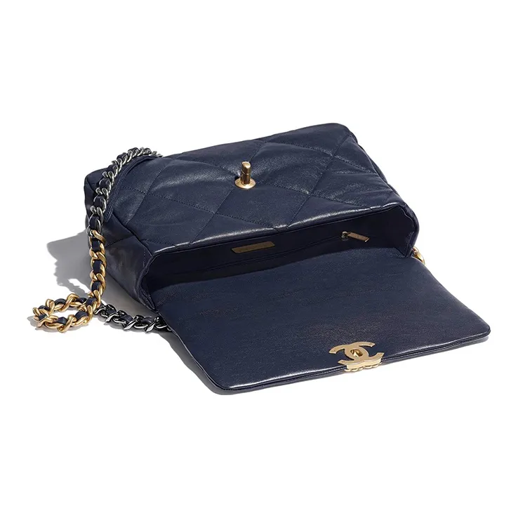 CHANEL 19Bag Lambskin Handbag, Shoulder Bag, Crossbody Bag Women's Dark Blue-2