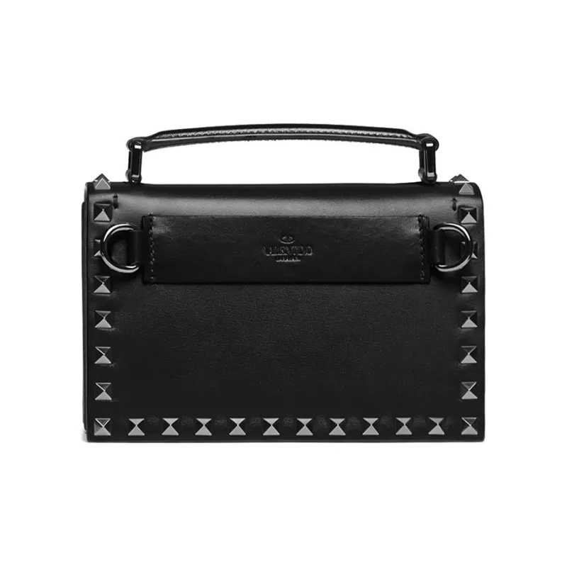 Valentino Rockstud Calfskin Shoulder Bag Crossbody Bag Small Size Men's Black-2