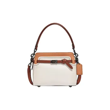 COACH Tate Leather Handbag, Shoulder Bag, Crossbody Bag Women's White, Brown & Multicolor