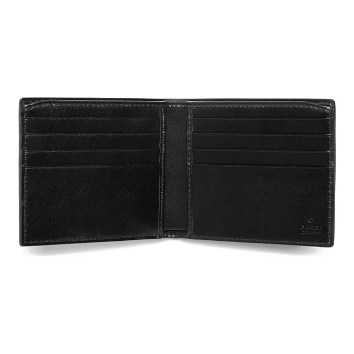 GUCCI Cow Leather Cropped Double Fold Card Holder Wallet Men's Black-3