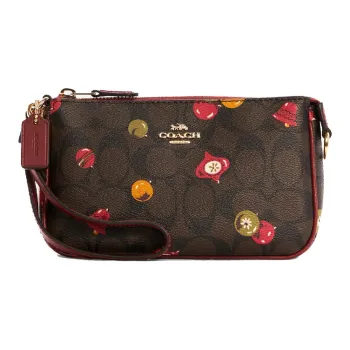COACH Nolita Canvas With Leather Pochette, Shoulder Bag, Clutch Trumpets Women's Dark Brown