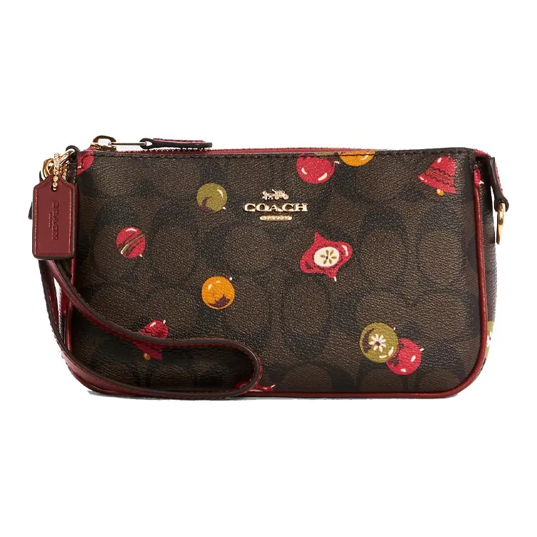 COACH Nolita Canvas With Leather Pochette, Shoulder Bag, Clutch Trumpets Women's Dark Brown-0