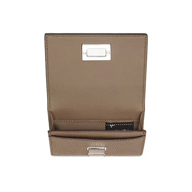 FENDI Peekaboo Roman Nappa Leather Business Card Holder Wallets Women's Light Brown-3