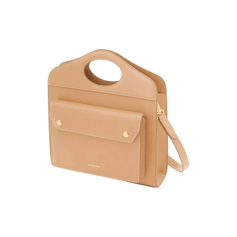 Burberry Leather Pocket Bag Tote Bag Shopping Bag Portable Crossbody Bag Shoulder Bag Mini Unisex Warm Sand-1
