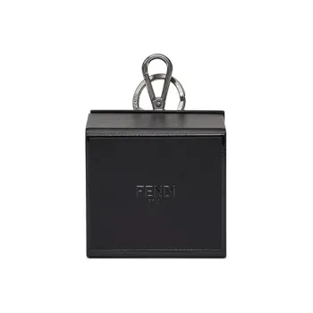 FENDI Cow Leather Key Pouch Unisex Black