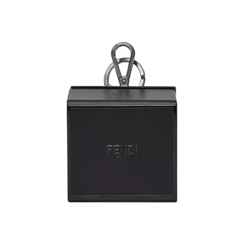 FENDI Cow Leather Key Pouch Unisex Black