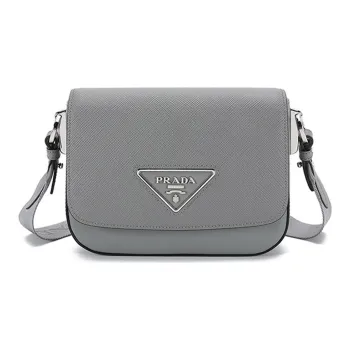PRADA Leather Crossbody Bag Shoulder Bag Women's Slate Gray