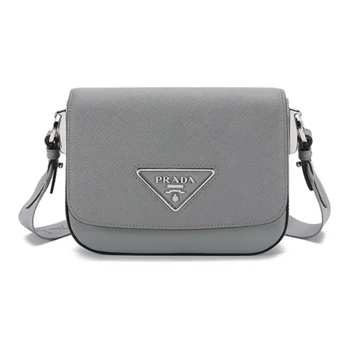 PRADA Leather Crossbody Bag Shoulder Bag Women's Slate Gray