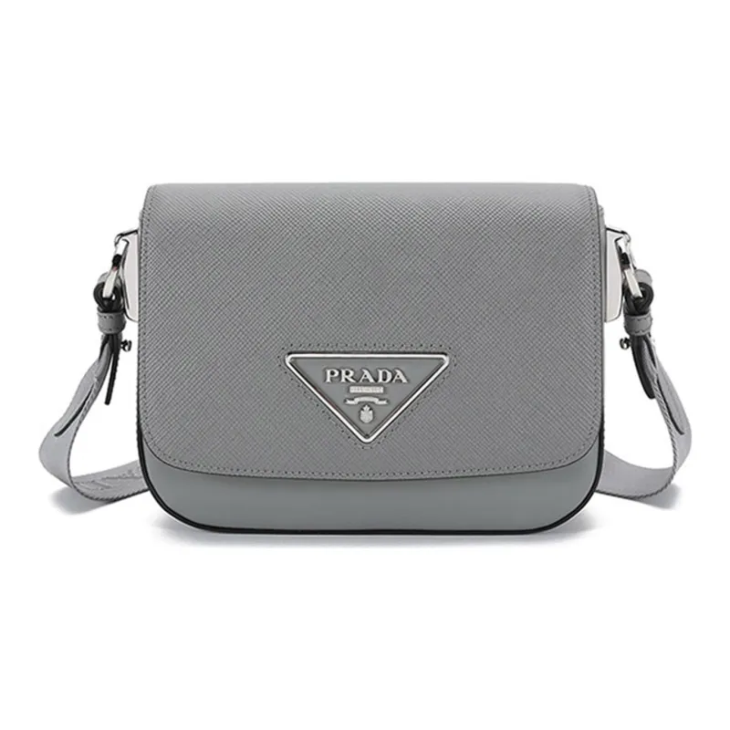 PRADA Leather Crossbody Bag Shoulder Bag Women's Slate Gray-0