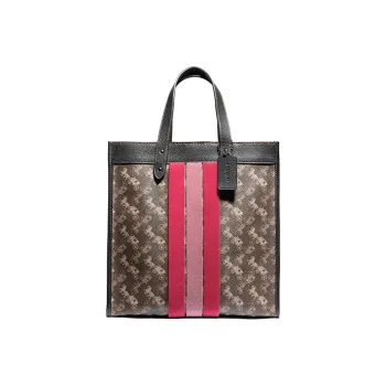 COACH Field Tote Bag Shopping Bag Handbag Shoulder Bag Large Size Women's Brown/Black With Pink