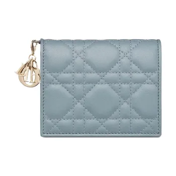 DIOR Lady Dior Sheepskin Clutch Wallet Mini Women's Candy, Light Blue