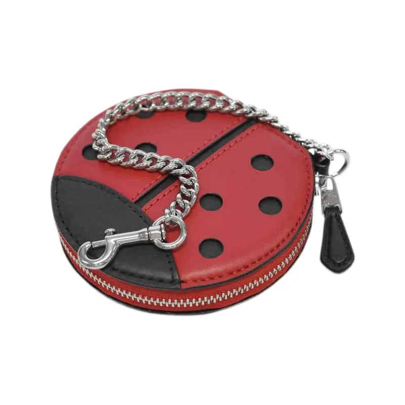 COACH Leather Coin Purse Mini Unisex Red, Black & Multicolor-2