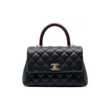 CHANEL COCO Handle Cow Leather Shoulder Bag Crossbody Bag Handbag Small Size Women's Black