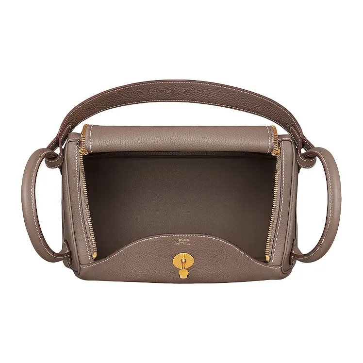 HERMES Lindy Clemence Bullock Leather One Shoulder Handbag Regular Women's 18 Etoupe Elephant Gray-3