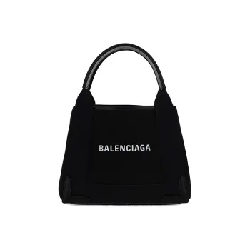 Balenciaga Navy Canvas Tote Bag Shopping Bag Canvas Bag Handbags Small Size Women's Black