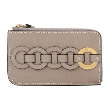 Chloe Chloé Bags Grain Patchwork Cow Leather Coin Purse Women's Gray