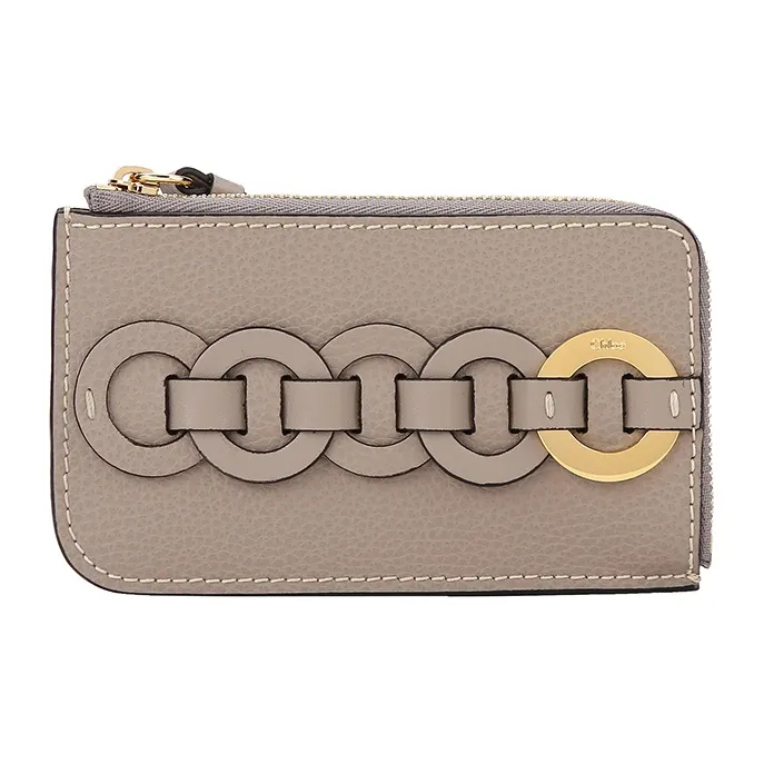 Chloe Chloé Bags Grain Patchwork Cow Leather Coin Purse Women's Gray-0
