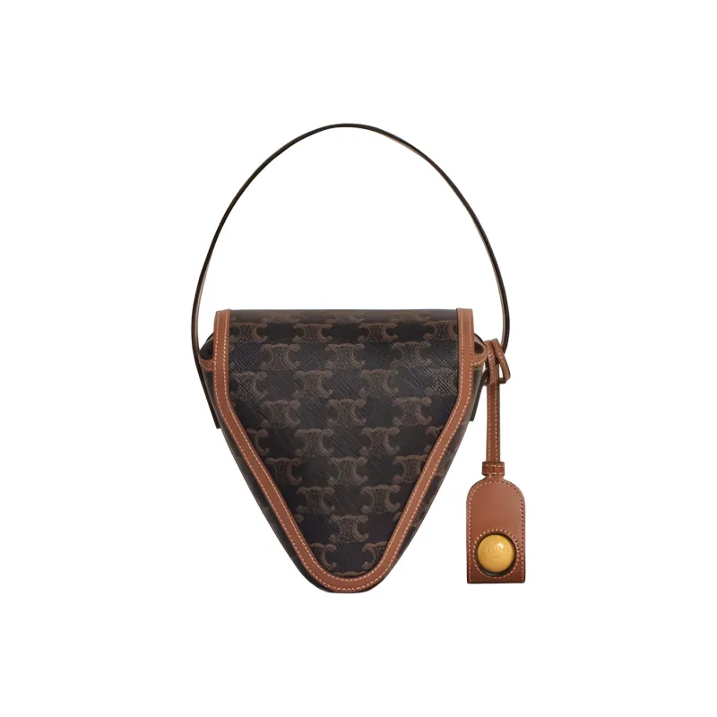 CELINE Canvas Triangle Bag Handbag Regular Unisex Tawny, Blue-2