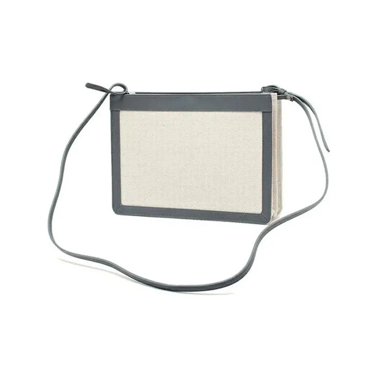 Balenciaga Fabric With Leather Crossbody Bag, Shoulder Bag Women's Beige/Gray-2
