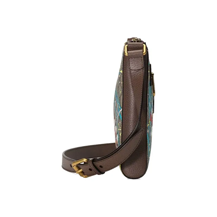 GUCCI Canvas With Leather Portable Crossbody Bag, Shoulder Bag Unisex Ebony-3