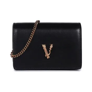 FANSIZHE Virtus Leather Coin Purse Crossbody Bag Shoulder Bag Women's Black