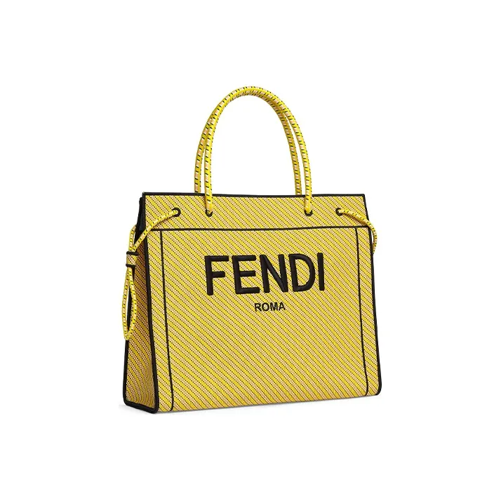 FENDI High Technical Fabric Tote One Shoulder Handbag Large Size Women's Yellow-1