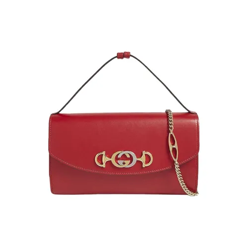 GUCCI Zumi Smooth Leather Shoulder Bag Crossbody Bag Handbag Small Size Women's Red