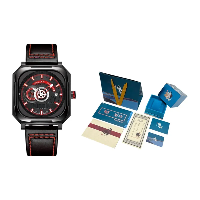 SOLLEN Terracotta Army Collaboration Automatic Mechanical Movement Watch Men's Watches Black Dial SL322-9