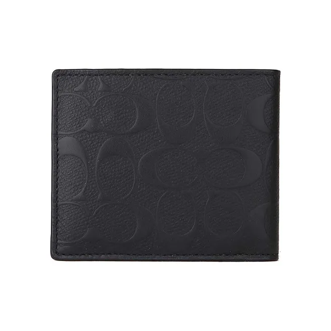 COACH 3 IN 1 Wallet Cross Grain Cow Leather Wallet Men's Black-1