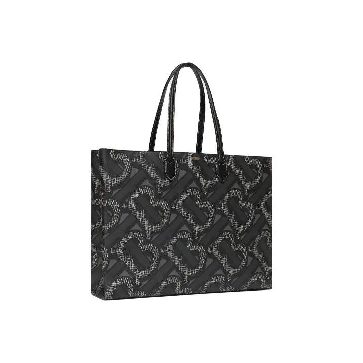 Burberry Cotton Polyurethane Tote Bag Shopping Bag Handbag Unisex Graphite Camouflage-1