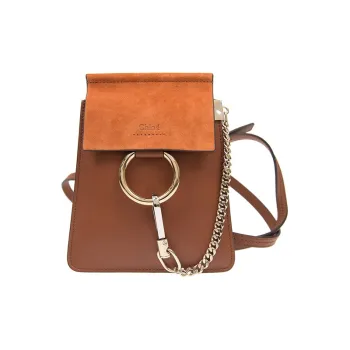 Chloe Faye Leather Shoulder Bag Small Size Women's Tobacco