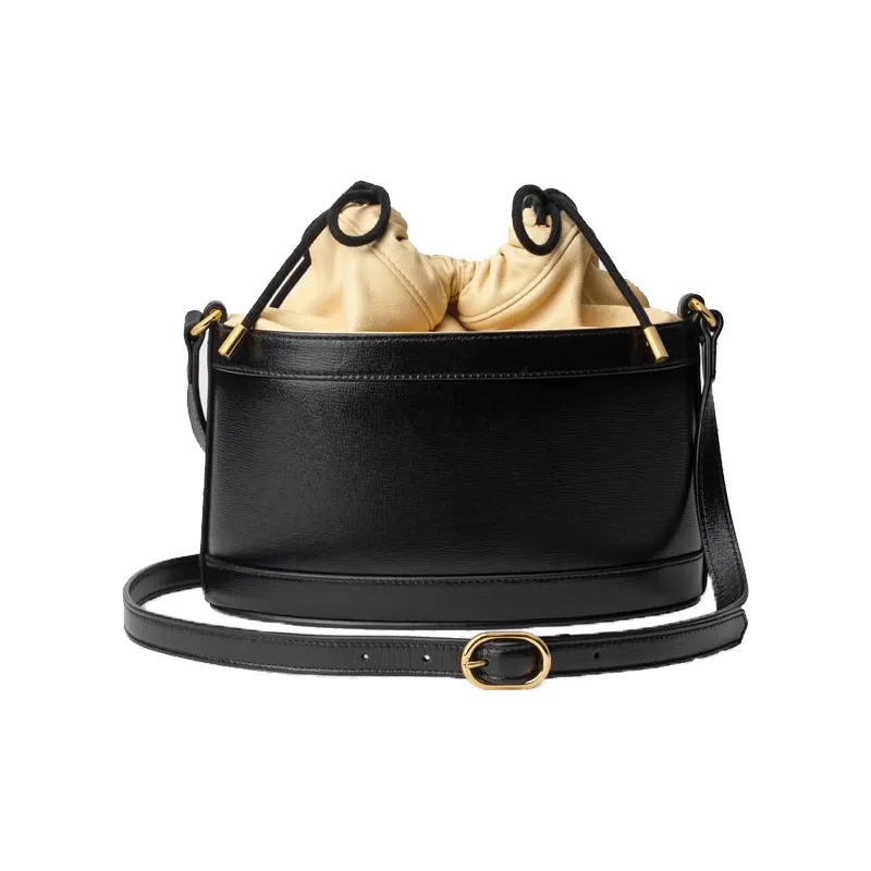 GUCCI Horsebit 1955 Leather Bucket Bags Shoulder Bag Crossbody Bag Women's Black/Beige-2