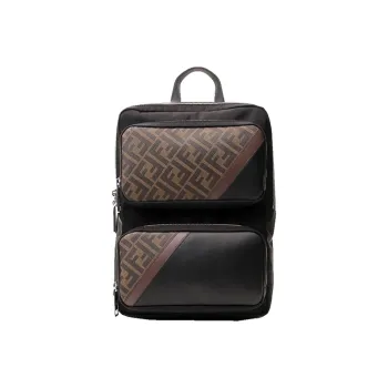 FENDI Coated Canvas With Leather Backpack Men's Black