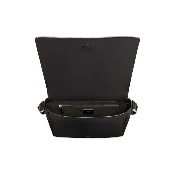 FENDI Calfskin Messenger Bag Crossbody Bag Shoulder Bag Men's Black-3