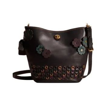 COACH Glove Leather Bucket Bag, Shoulder Bag, Crossbody Bag Tubas Women's Black