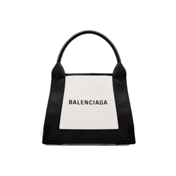 Balenciaga Navy Fabric/Artificial Leather/Cow Leather Handbag Trumpets Women's Black