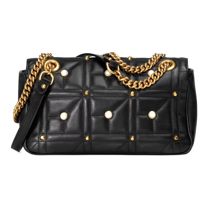 GUCCI GG Marmont Quilted Leather Crossbody Bag, Shoulder Bag Women's Black-3