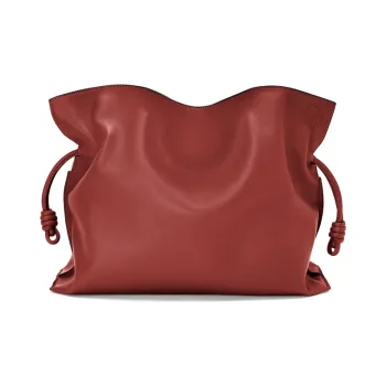 LOEWE Flamenco Nappa Cow Leather Clutch Large Size Women's Red
