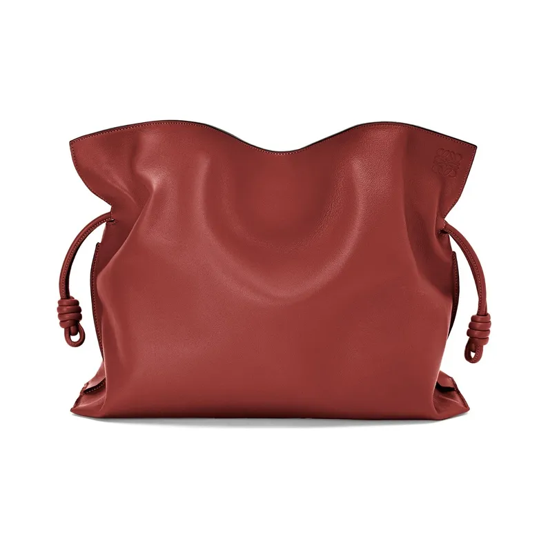 LOEWE Flamenco Nappa Cow Leather Clutch Large Size Women's Red-0