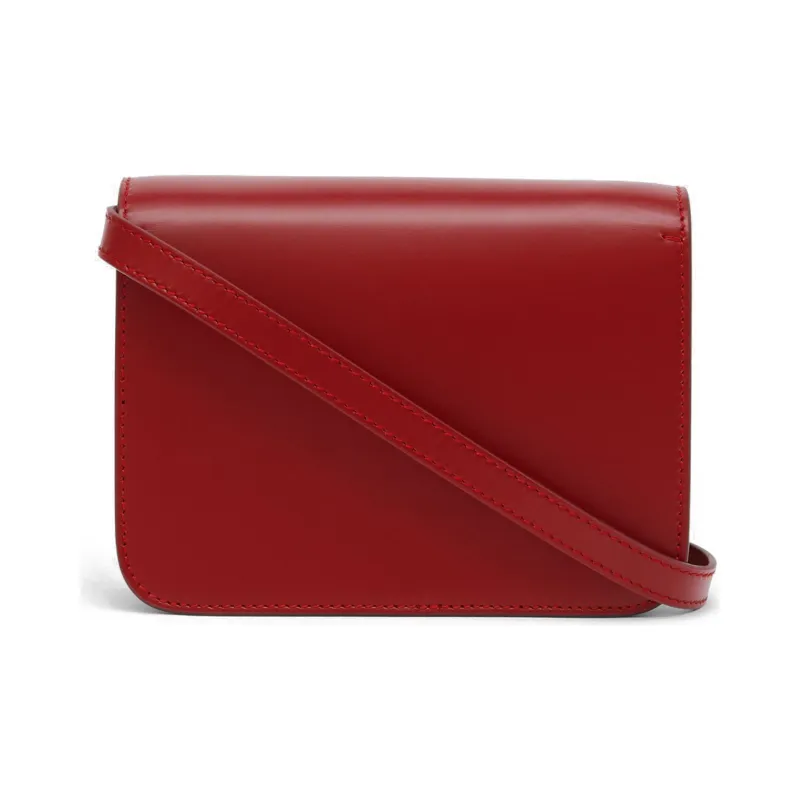 Burberry Leather Handheld Crossbody Bag Shoulder Bag Women's Deep Red-3